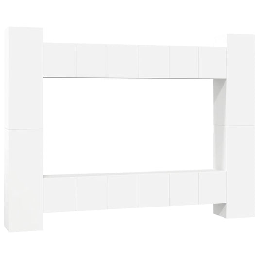 10 Piece TV Cabinet Set White Engineered Wood