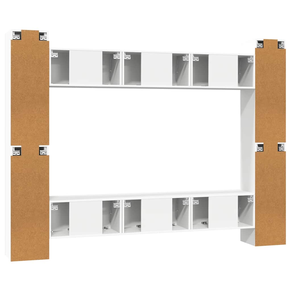 10 Piece TV Cabinet Set White Engineered Wood