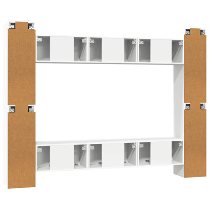 10 Piece TV Cabinet Set White Engineered Wood