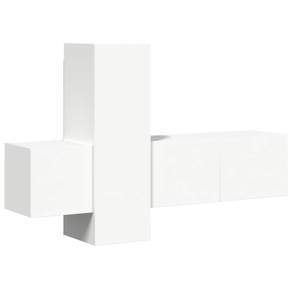 3 Piece TV Cabinet Set White Engineered Wood