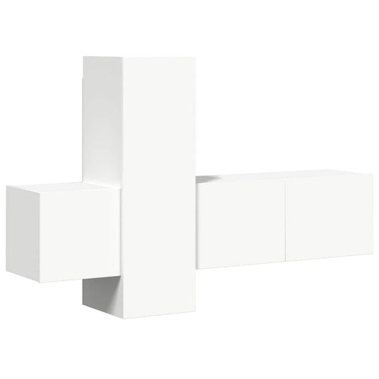 3 Piece TV Cabinet Set White Engineered Wood