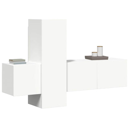 3 Piece TV Cabinet Set White Engineered Wood