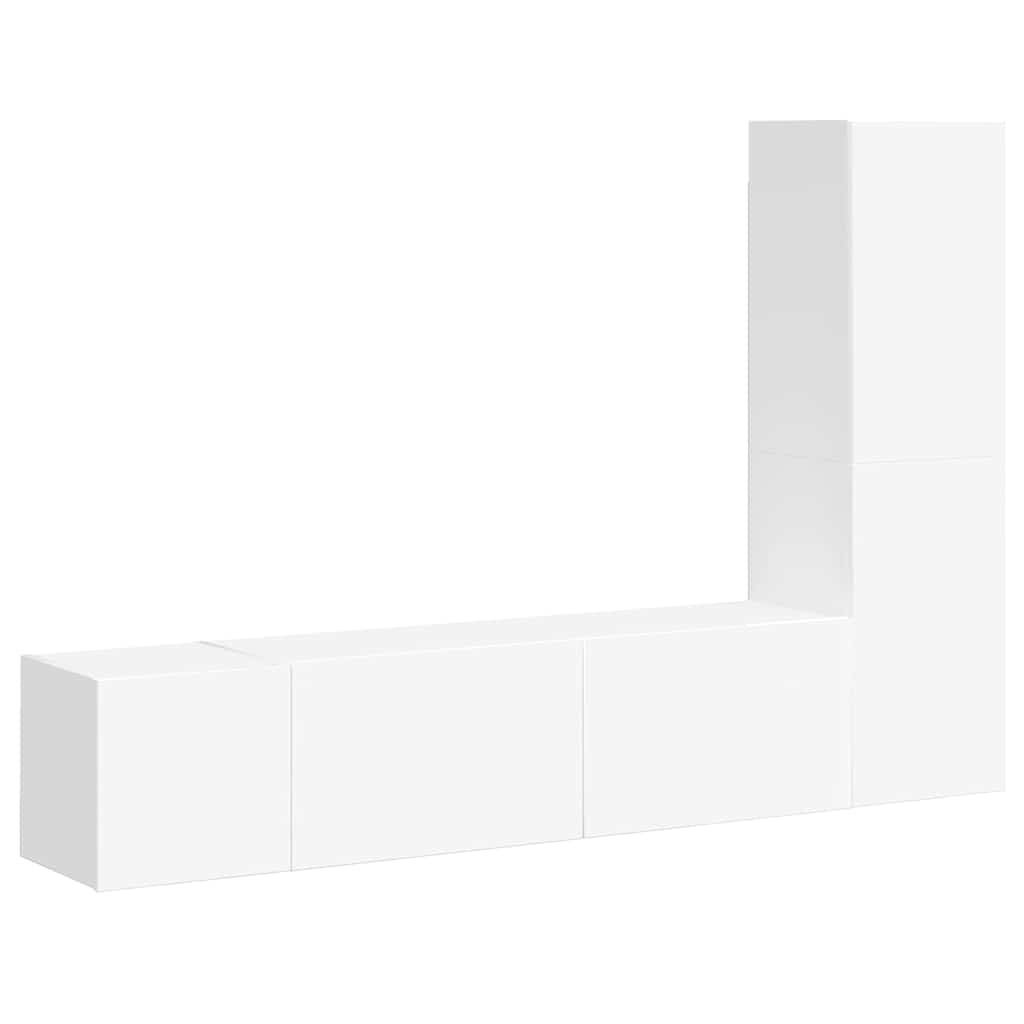 3 Piece TV Cabinet Set White Engineered Wood