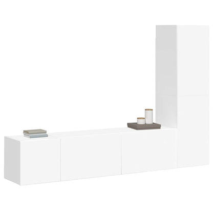 3 Piece TV Cabinet Set White Engineered Wood