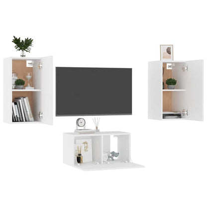 TV Cabinet | Set of 3 | White | Engineered wood | Medium