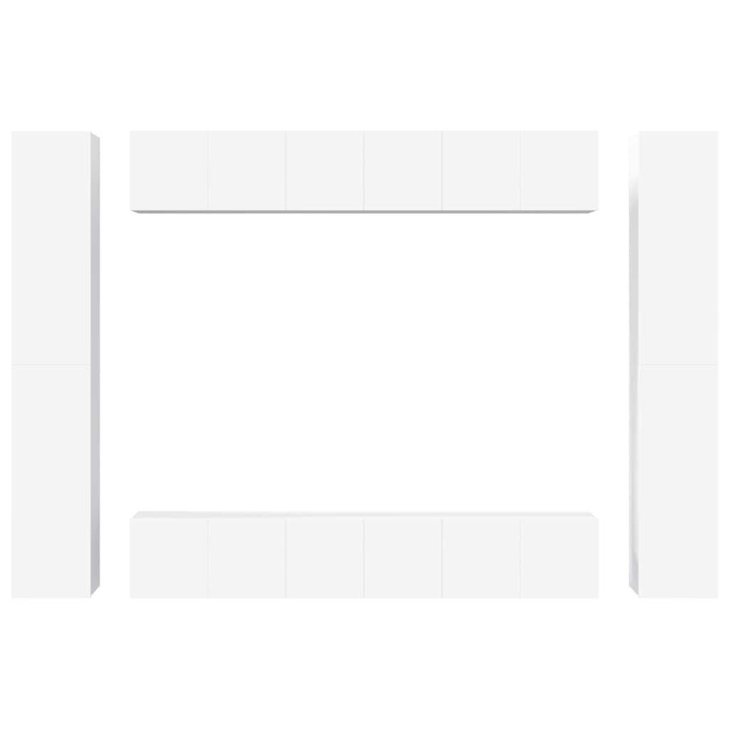 10 Piece TV Cabinet Set White Engineered Wood