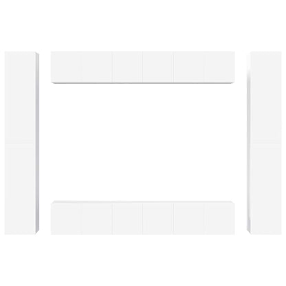 10 Piece TV Cabinet Set White Engineered Wood