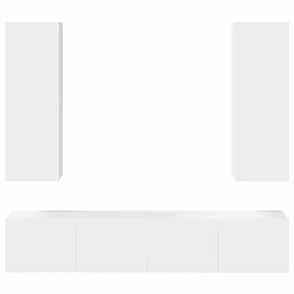 4 Piece TV Cabinet Set White Engineered Wood