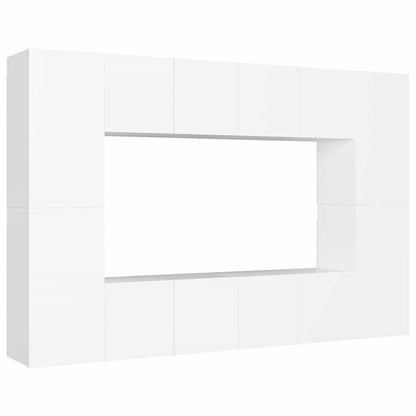 8 Piece TV Cabinet Set White Engineered Wood