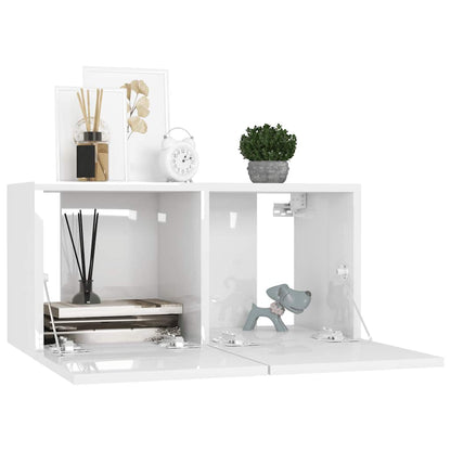 8 Piece TV Cabinet Set White Engineered Wood
