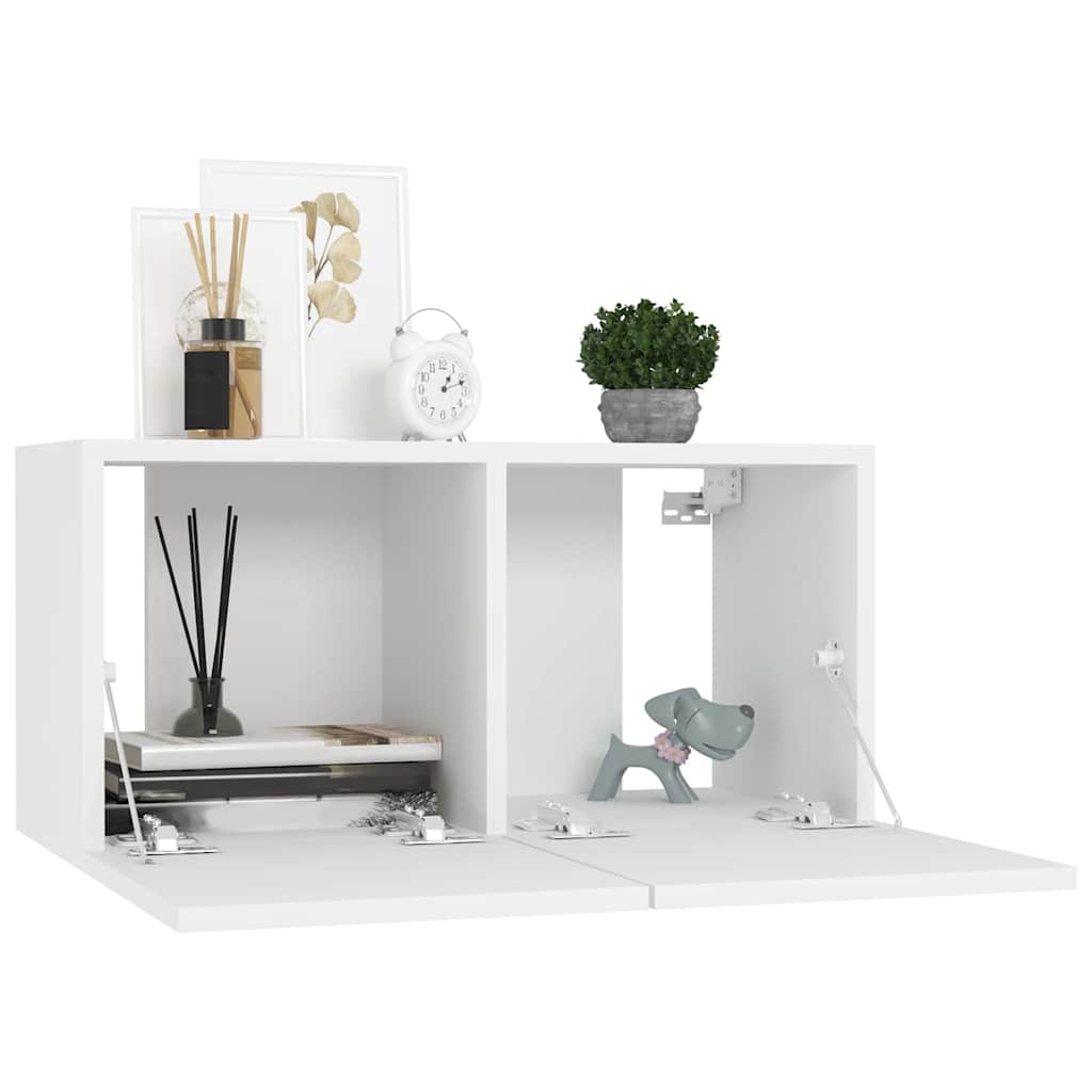 7 Piece TV Cabinet Set White Engineered Wood