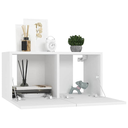 7 Piece TV Cabinet Set White Engineered Wood