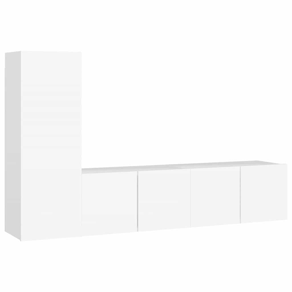 3 Piece TV Cabinet Set White Engineered Wood