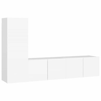 3 Piece TV Cabinet Set White Engineered Wood
