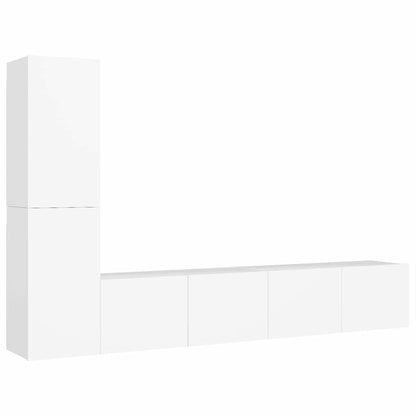 4 Piece TV Cabinet Set White Engineered Wood