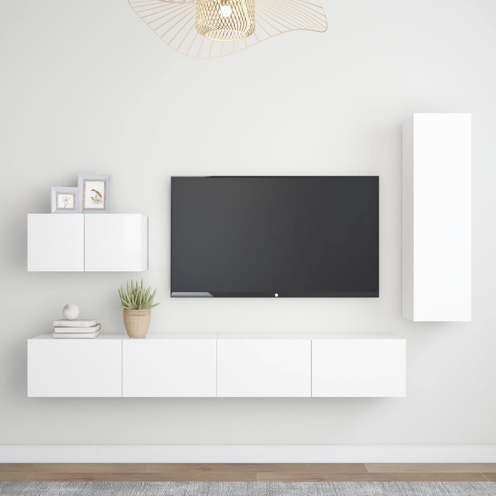 TV Cabinet Set | White | Engineered wood | TV Cabinet Set | Rectangular