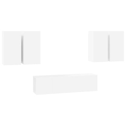 6 Piece TV Cabinet Set White Engineered Wood