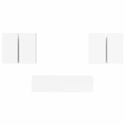 6 Piece TV Cabinet Set White Engineered Wood