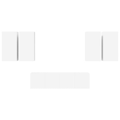 6 Piece TV Cabinet Set White Engineered Wood