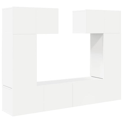 6 Piece TV Cabinet Set White Engineered Wood