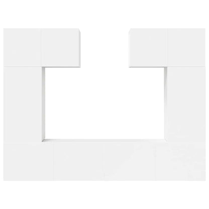 6 Piece TV Cabinet Set White Engineered Wood