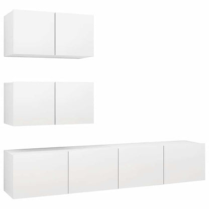 4 Piece TV Cabinet Set White Engineered Wood