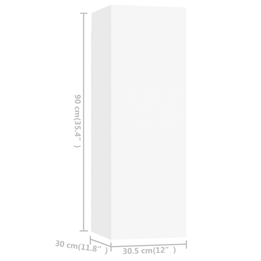6 Piece TV Cabinet Set White Engineered Wood