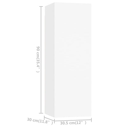 6 Piece TV Cabinet Set White Engineered Wood