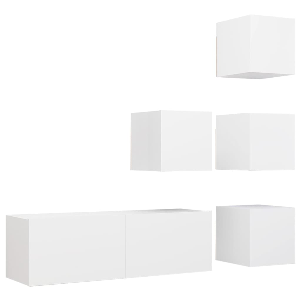 TV Cabinet Set |  Set of 5 | White | Engineered wood | TV Cabinet Set