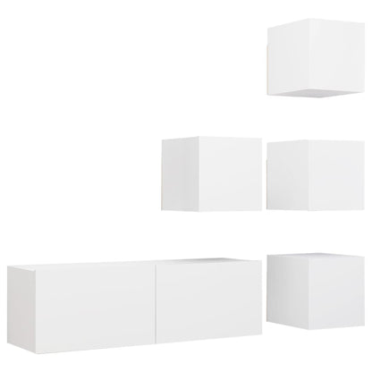 TV Cabinet Set |  Set of 5 | White | Engineered wood | TV Cabinet Set