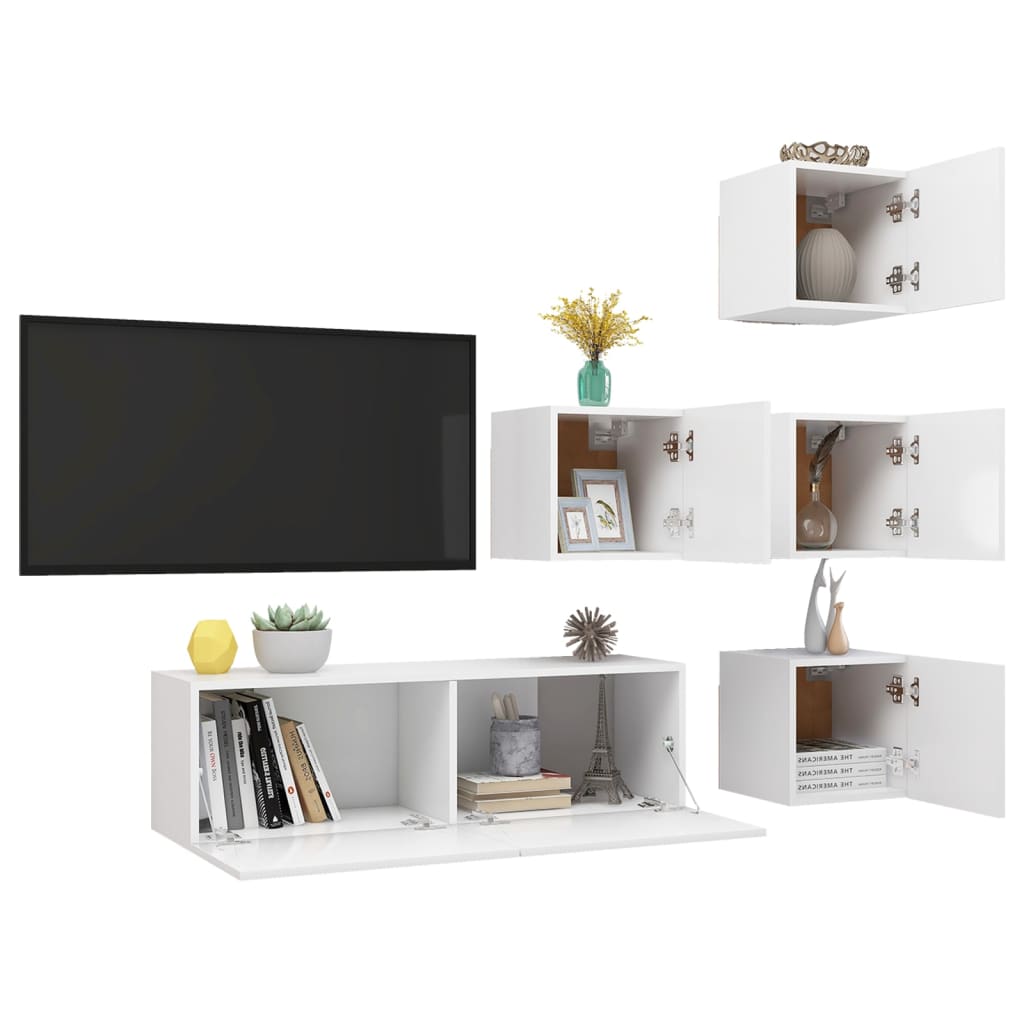 TV Cabinet Set |  Set of 5 | White | Engineered wood | TV Cabinet Set