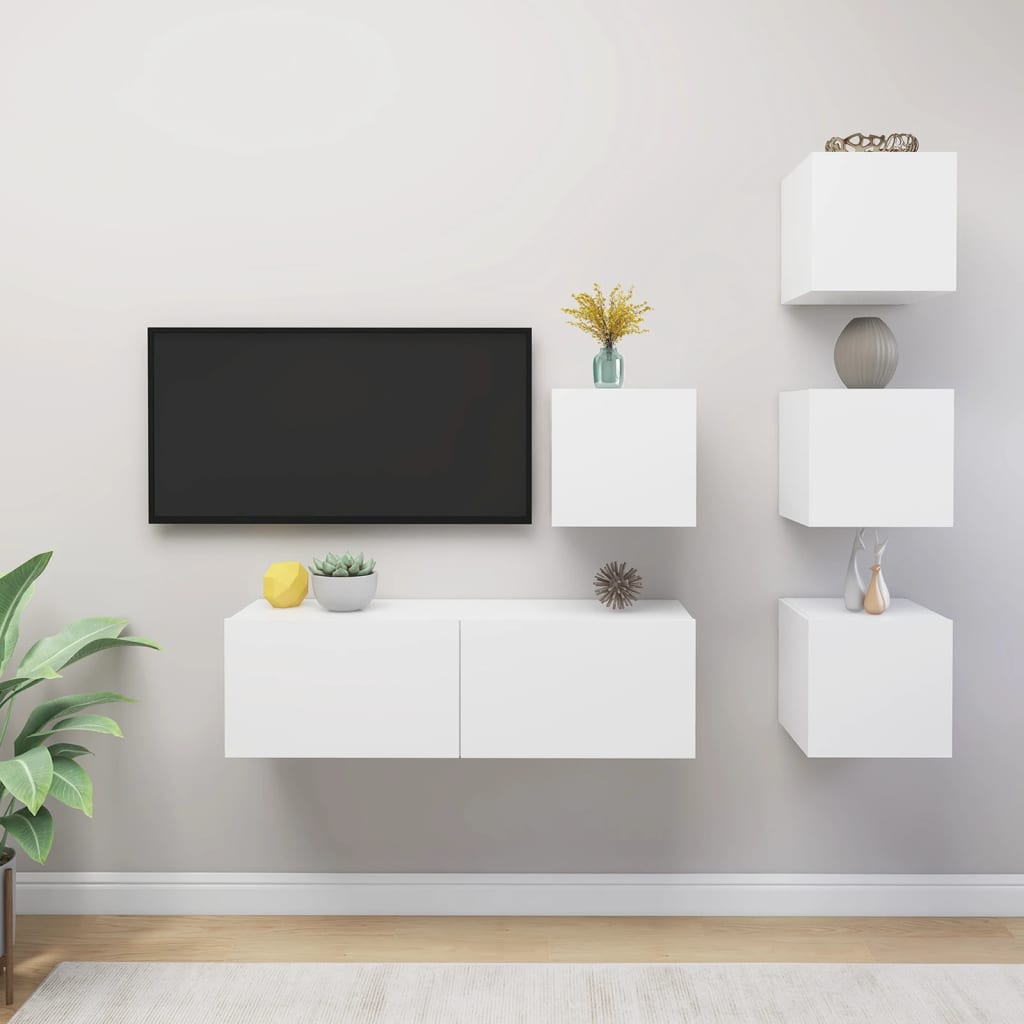 TV Cabinet Set |  Set of 5 | White | Engineered wood | TV Cabinet Set