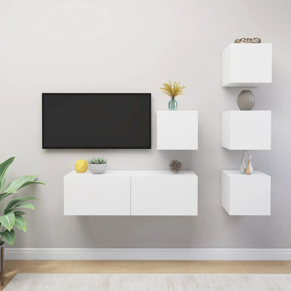 TV Cabinet Set |  Set of 5 | White | Engineered wood | TV Cabinet Set