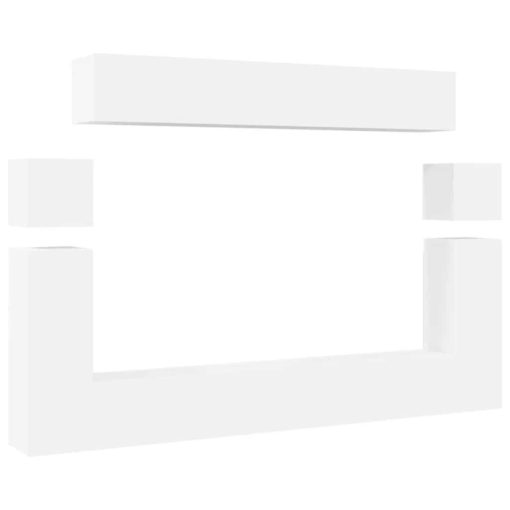 8 Piece TV Cabinet Set White Engineered Wood