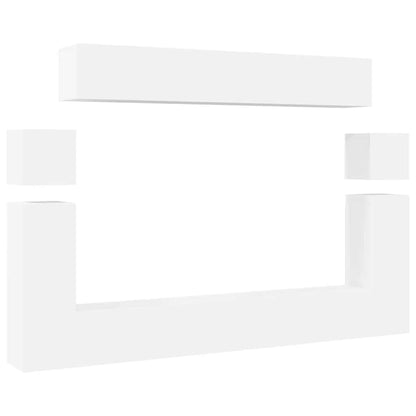 8 Piece TV Cabinet Set White Engineered Wood