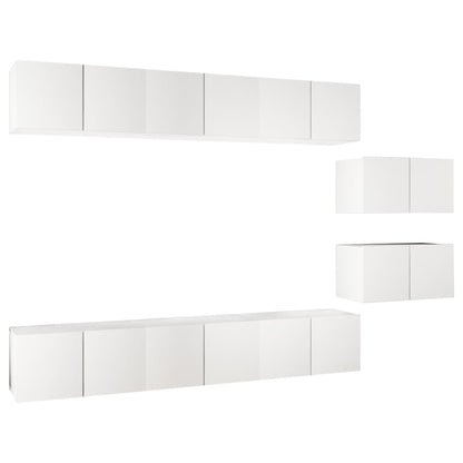 TV Cabinets 8 pcs White Engineered Wood