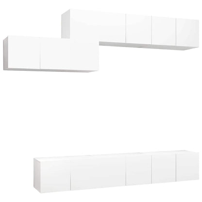 7 Piece TV Cabinet Set White Engineered Wood