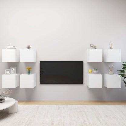 Wall Mounted TV Cabinets 8 pcs White 30.5x30x30 cm