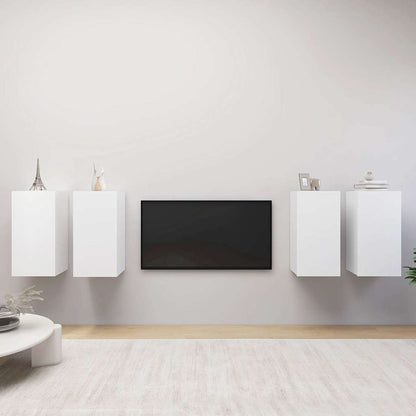 4 Piece TV Cabinet Set White 30,5x30x60 cm Engineered Wood