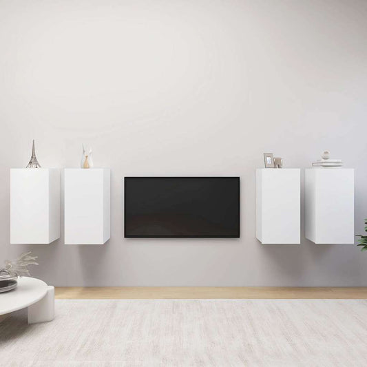 4 Piece TV Cabinet Set White 30,5x30x60 cm Engineered Wood