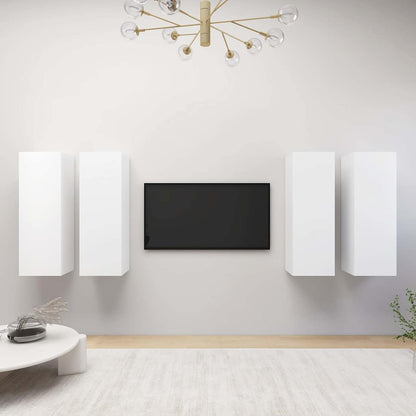 4 Piece TV Cabinet Set White 30,5x30x90 cm Engineered Wood
