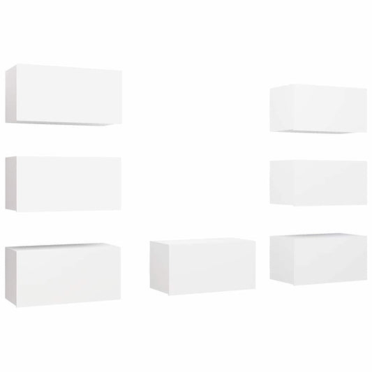 7 Piece TV Cabinet Set White 30,5x30x60 cm Engineered Wood
