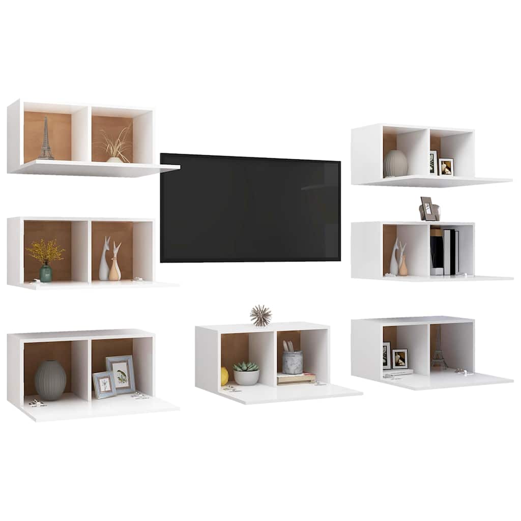 7 Piece TV Cabinet Set White 30,5x30x60 cm Engineered Wood