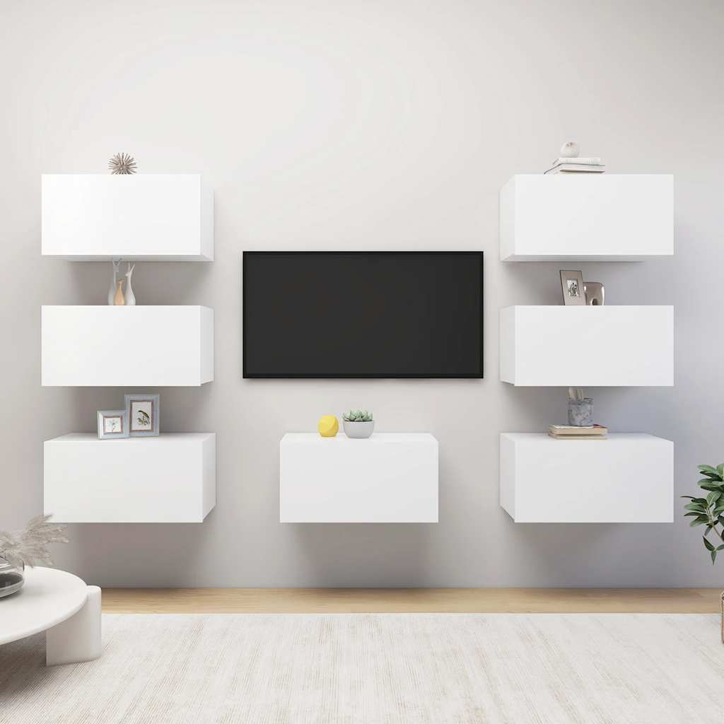 7 Piece TV Cabinet Set White 30,5x30x60 cm Engineered Wood