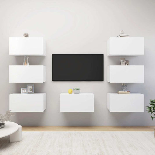 7 Piece TV Cabinet Set White 30,5x30x60 cm Engineered Wood