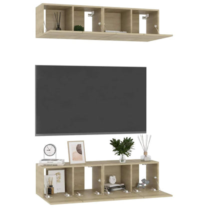 4 Piece TV Cabinet Set Sonoma Oak 60x30x30 cm Engineered Wood
