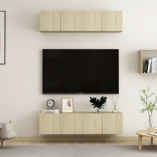 4 Piece TV Cabinet Set Sonoma Oak 60x30x30 cm Engineered Wood