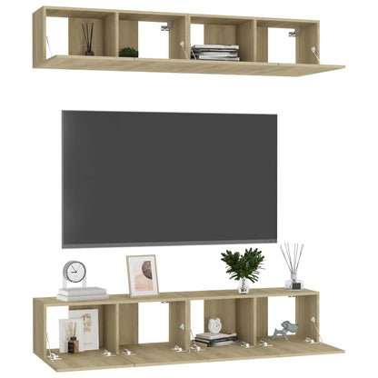 4 Piece TV Cabinet Set Sonoma Oak 80x30x30 cm Engineered Wood
