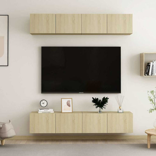 4 Piece TV Cabinet Set Sonoma Oak 80x30x30 cm Engineered Wood