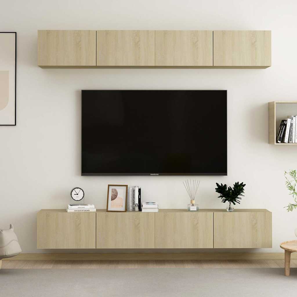 4 Piece TV Cabinet Set Sonoma Oak 100x30x30 cm Engineered Wood